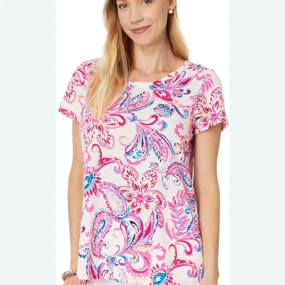 Lilly Pulitzer NWT Etta “Coconut Flitting About” Paisley Top in Ladies Large - Picture 9 of 13